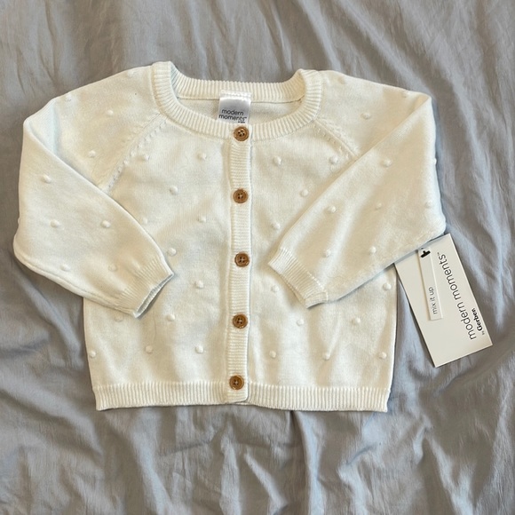 Modern Moments cream sweater with polka dot texture detail, size 3-6M, NWT - Picture 1 of 2